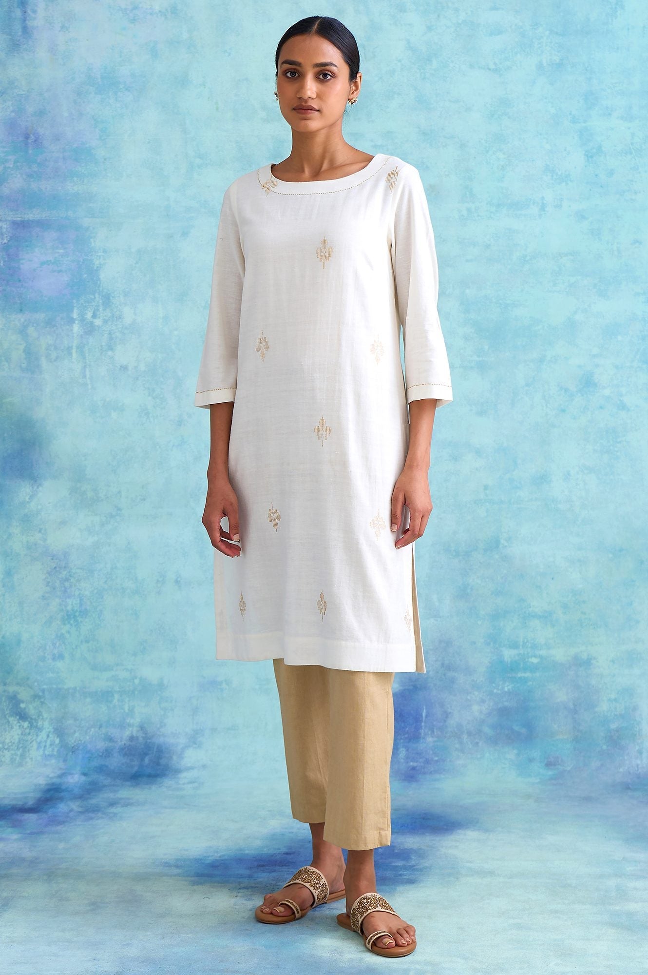 Folksong By W Ecru Handwoven kurta