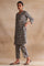 Folksong By W Dark Grey Handblock Print Slub kurta