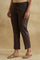 Brown Solid Embroidered Straight Cotton Pant