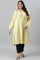 Plus Size Yellow A-Line Winter kurta With Multi-Coloured Embroidery