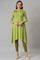 Green A-Line Embroidered Winter kurta