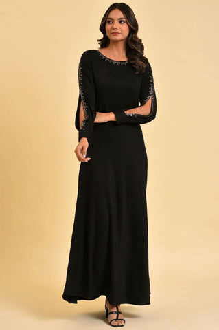 Black Full Length Embellished Dress