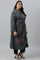 Dark Blue Light Festive Jacquard Plus Size Winter kurta