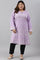 Light Purple Jacquard A-Line Plus Size Winter kurta