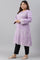 Light Purple Jacquard A-Line Plus Size Winter kurta