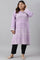 Light Purple Jacquard A-Line Plus Size Winter kurta