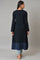 Dark Blue A-Line Colour Blocking Winter kurta