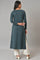 Blue Embroidered Plus Size Winter kurta