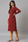 Deep Red Embroidered Winter kurta