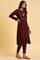 Red Embroidered Winter kurta