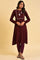 Red Embroidered Winter kurta