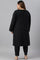 Plus Size Black A-Line Embroidered Winter kurta