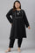 Plus Size Black A-Line Embroidered Winter kurta