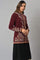 Wine Paisley Printed Short Cardigan