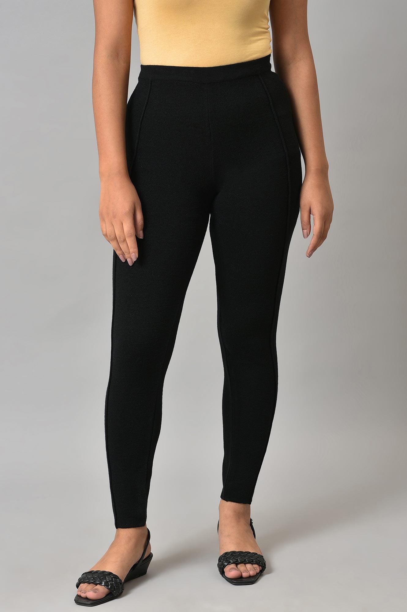 Jet Black Solid Winter Tights