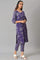 Purple Yarn-Dyed Crepe Jacquard Winter kurta