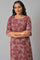 Brown Floral Printed kurta With Slim Pants