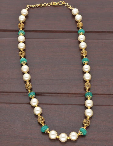 Designer Pearl and Pumpkin Beads Mala