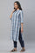 Blue Seer Sucker Checker Straight Kurta