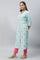 Blue Floral Printed Lace Kurta