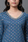 Blue Embellished Straight Kurta