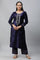 Blue Velvet Embellished Kurta & Palazzo Set