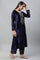 Blue Velvet Embellished Kurta & Palazzo Set