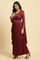 Maroon Jewelled Neck Pre-Drape Saree Dress