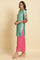 Sea Green Digital Printed Kurta, Pants & Dupatta Set