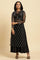 Black Zari Embroidered Sheer Kurta And Skirt Set