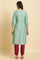 Seas Green Embroidered Kurta, Pants & Dupatta Set