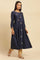 Blue Flared Embroidered Kurta