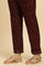 Brown Embroidered Flared Kurta, Pants And Dupatta Set