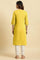 Yellow Cotton Swiss Dot Embroidered Kurta