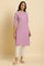 Light Purple Seer Sucker Embroidered Kurta