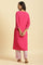 Pink Embroidered Textured Dobby Kurta