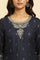 Navy Blue Floral Glitter Printed Kurta