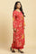 Red Floral Printed Flared Kurta