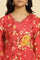 Red Floral Printed Flared Kurta