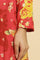 Red Floral Printed Flared Kurta