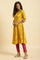 Yellow Geometric Printed A-Line Kurta