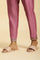 Purple Slim Pants With Printed Kota Border