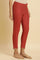 Rust Red Embellished Solid Slim Pants