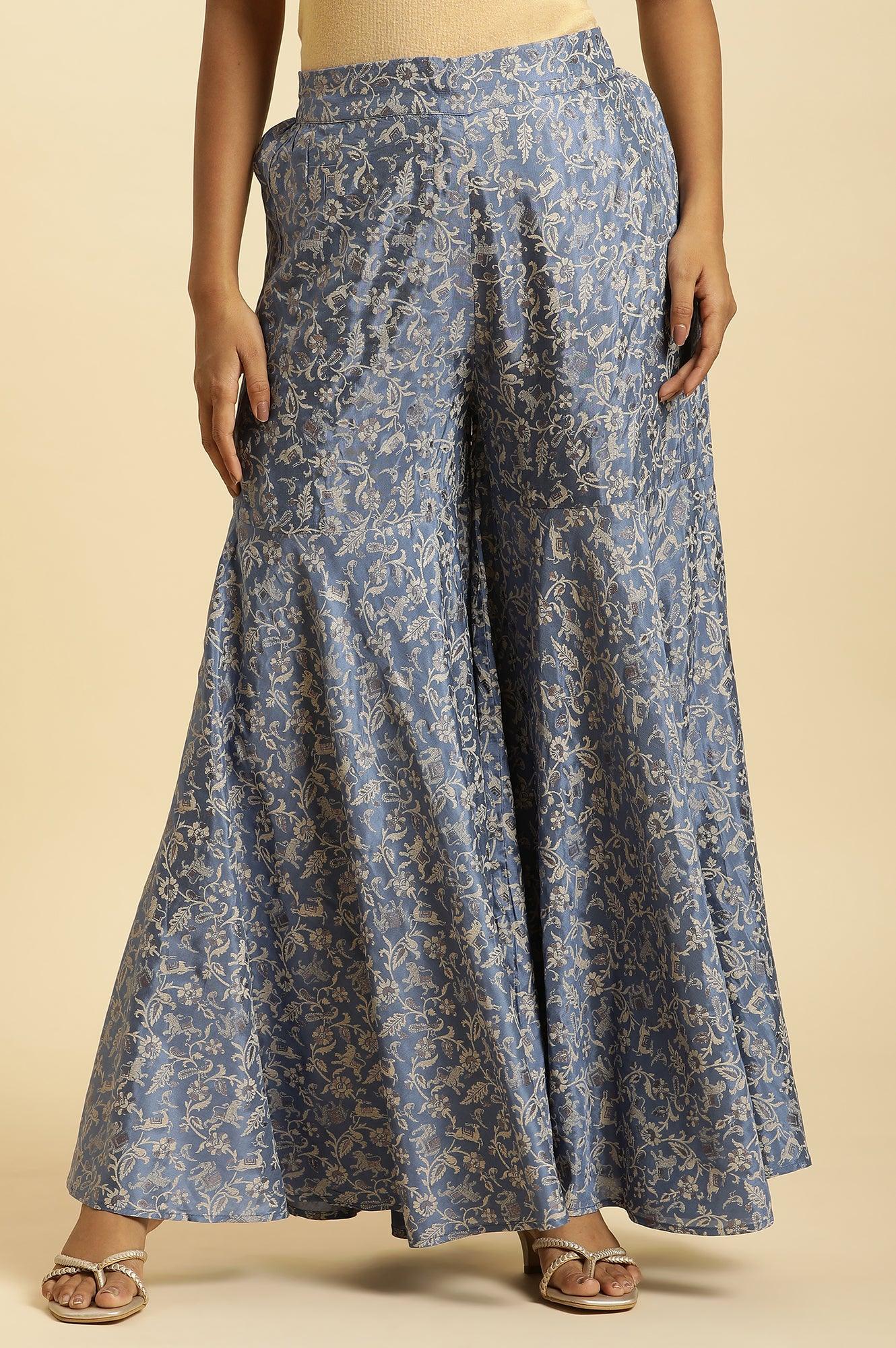 Blue Printed Festive Sharara