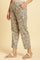 Ecru Straight Pants With Multi-Coloured Floral Print