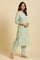 Light Green Floral Printed Kurta, Pants & Dupatta Set