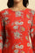 Red Floral Printed Straight Kurta And Straight Pants Co-Ord Set