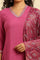 Pink Embellished Kurta, Pants And Jacquard Dupatta Set