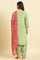 Green Embroidered Kurta, Salwar And Pink Chiffon Dupatta Set