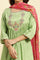 Green Embroidered Kurta, Salwar And Pink Chiffon Dupatta Set